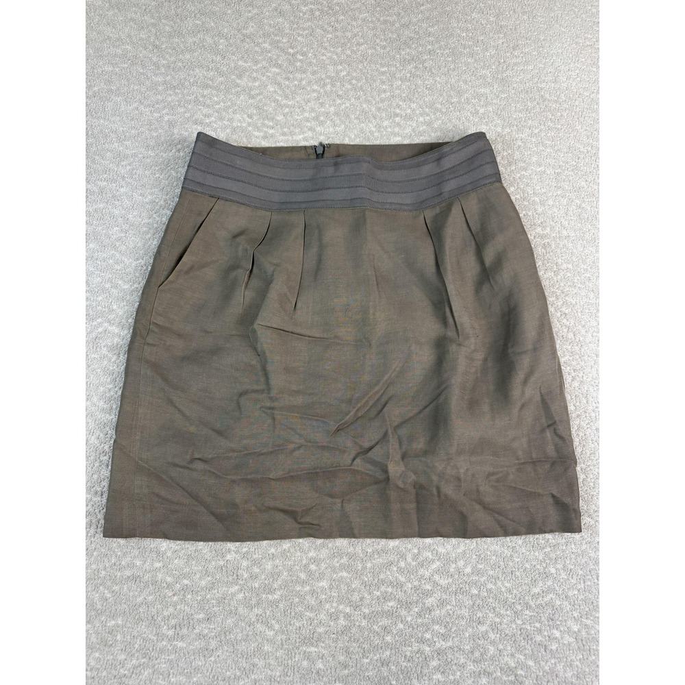 Banana Republic Skirt Womens 8 Brown‎ Linen Blend Pleated Mini Career Office